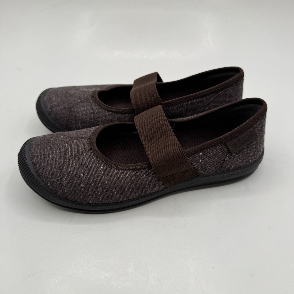 Keen Women's Lorelai Mary Jane Flat Sz 5 Chestnut Brown Canvas Slip On Comfort